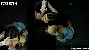 gloryhole slut luna swallows hot cum loads on her tongue??