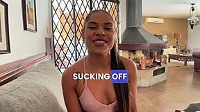 Big booty latina casting turns into sloppy rimjob on knees cum swallow pov