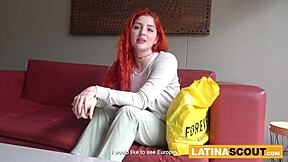 how does this redhead latina bombshell gulp huge cock so deep down her throat?