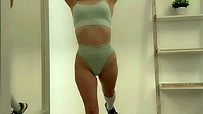 Super hot fitness instructor trembles with ecstasy masturbating to shattering orgasm during intense workout