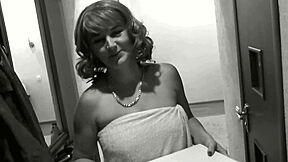 Naked Blonde Milf with Hairy Pussy Fucks Delivery Boy in Shower Doggy