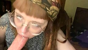 Big Dick Deepthroat Therapy Chokes Nerdy Redhead into Gagging Cum Swallow