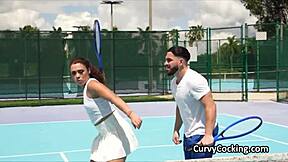 Curly ebony teen, want this big cock after your sports practice deepthroat?