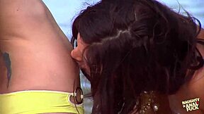 Beach Day Explodes into Brunettes' Brutal Anal Foursome