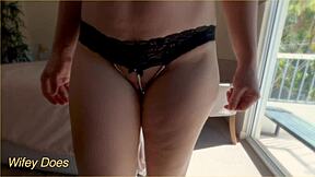 wifey boldly models every skimpy panty type for voyeur eyes