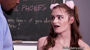 Pigtail teen student reese robbins fucks teacher isiah maxwell classroom blowjob black cock