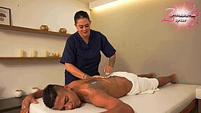 can busty masseuse handle riding that massive client cock all day?