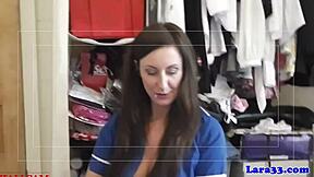 😍 euro milf nurse fingers wet pussy then sucks patient cock in heels!