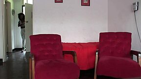 Hot ebony babe slurps sloppy deepthroat on monster cock second casting sofa