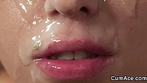 Sex kitten sucks cocks in blowbang swallows bukkake cum facials everywhere!