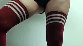 Cheeky nerdy neighbor tries slutty tops topless in thigh highs no panties