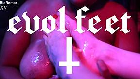 cutie piie rubs popsicle all over her bias bare feet teasing