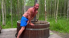 had outdoor sex in a hot bath with this cute skinny blonde babe