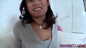 german ebony gets jizzy mouth from pee and dildo play