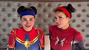 Passionate Spider-Woman Cosplay Anal Fuck Outdoor with Friend's Boyfriend in Public