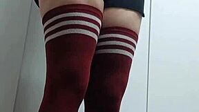 Cheeky nerdy neighbor tries slutty tops topless in thigh highs no panties