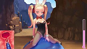 Ponytail Anime Girl Rides Slime Cock Cowgirl Style