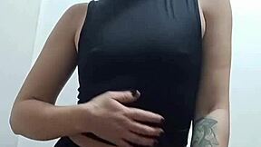 Cheeky nerdy neighbor tries slutty tops topless in thigh highs no panties