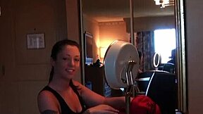 Melina Mason gets jackhammered hard by her lover in a hotel room turning homemade footage into steamy amateur porn