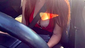 Italian milf artemisia flashes huge juicy tits downblouse during sexy car ride outside