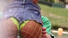 hey gina valentina on pervs patrol with femdom strapon handjob cumshot