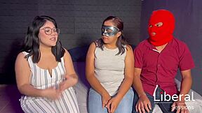 latina wife cuckolds hubby first time with two guys on casting couch