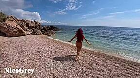 public pov flexible british redhead railed rough outdoors gets facial cumshot