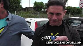 Two Italian amateur dolls trample Alex Magni with double penetration and blowjobs