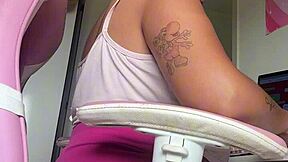 hey chubby brazilian bbw farts loud at home office desk during work ebony curves