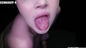 eve gulps down thick cumshot load from gloryhole straight into her eager mouth and tongue