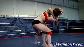 lesbian babe wrestling bangs athletic asian with strapon fight