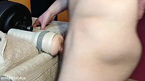 Muscular daddy fingers cute dorm pussy then creampies with dirty talk