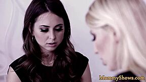 glam stepdaughters dive into each others shaved pussies hungrily