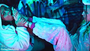 Hey bbw ebony, worship my petite tattooed girlfriend's feet?