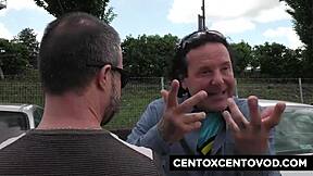 Two Italian amateur dolls trample Alex Magni with double penetration and blowjobs