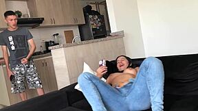 stepsister watches intense masturbation session