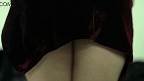 brunette teen in miniskirt and lingerie masturbates her huge tits and fat ass until soaking wet