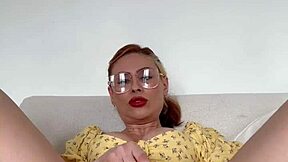 Dancing in lingerie she slips off panties glasses on super naughty milf pussy tease!