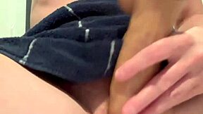 Petite redhead Scarlet leaves bathroom sink sticky with cum