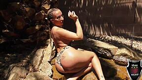 richelle ryan's big ass bent over, mounted by monster cock doggystyle gaping her big pussy lips