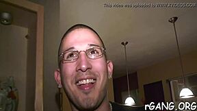 guys rip clothes off cute chicks at nightclub gangbang party for rough blowjobs and hard fucking