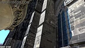 blonde german skinny sucks cock at cologne cathedral then swallows public cumshot 😍