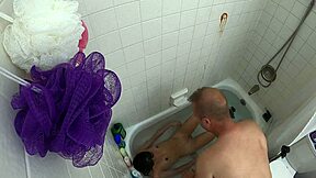 skinny asian teen gags deepthroat chokes on poolside cock