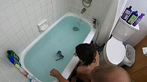 skinny asian teen gags deepthroat chokes on poolside cock