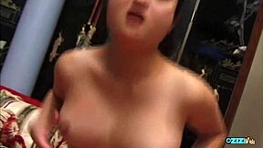 Mature Asian Lady Fingers Hairy Pussy Before Craving White Cock Inside