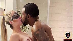 Shower seduction turns wild as cheerleader Kait takes Rome Major's big cock pounding her tight pussy