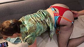 french slut in heels stockings satin outfit rims asshole deepthroats and rides cock rough!