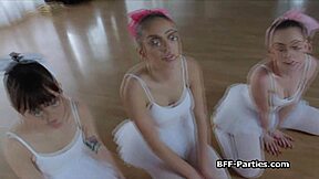 Us ballerinas suck our instructor's thick cock together