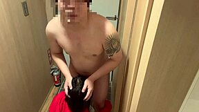 stayed over boyfriend's after konbini... couldn't hold back fucked right at entrance