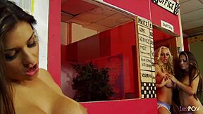 Lesbians get handsy while working their smooth pussies to climax.